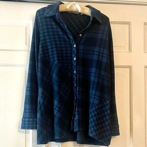 Soft Surroundings Blue Plaid Shirt